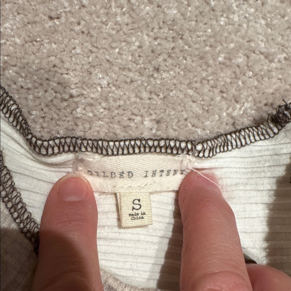 Gilded Intent Cream And Tan Patchwork Sweater - image 2